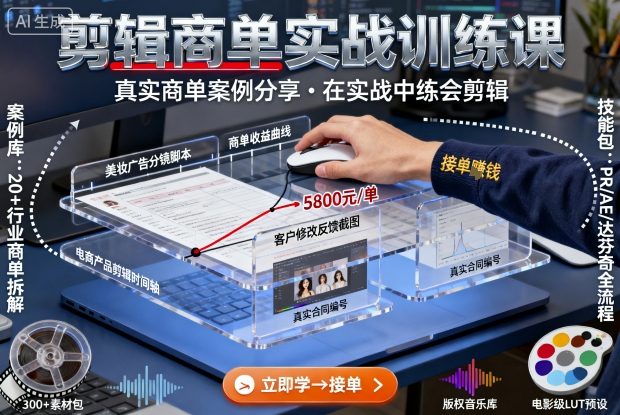 剪辑商单实战训练课,真实商单案例分享,在实战中练会剪辑-猴哥VIP资源站