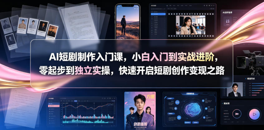 AI短剧制作入门课，小白入门到实战进阶，零起步到独立实操，快速开启短剧创作变现之路-猴哥VIP资源站