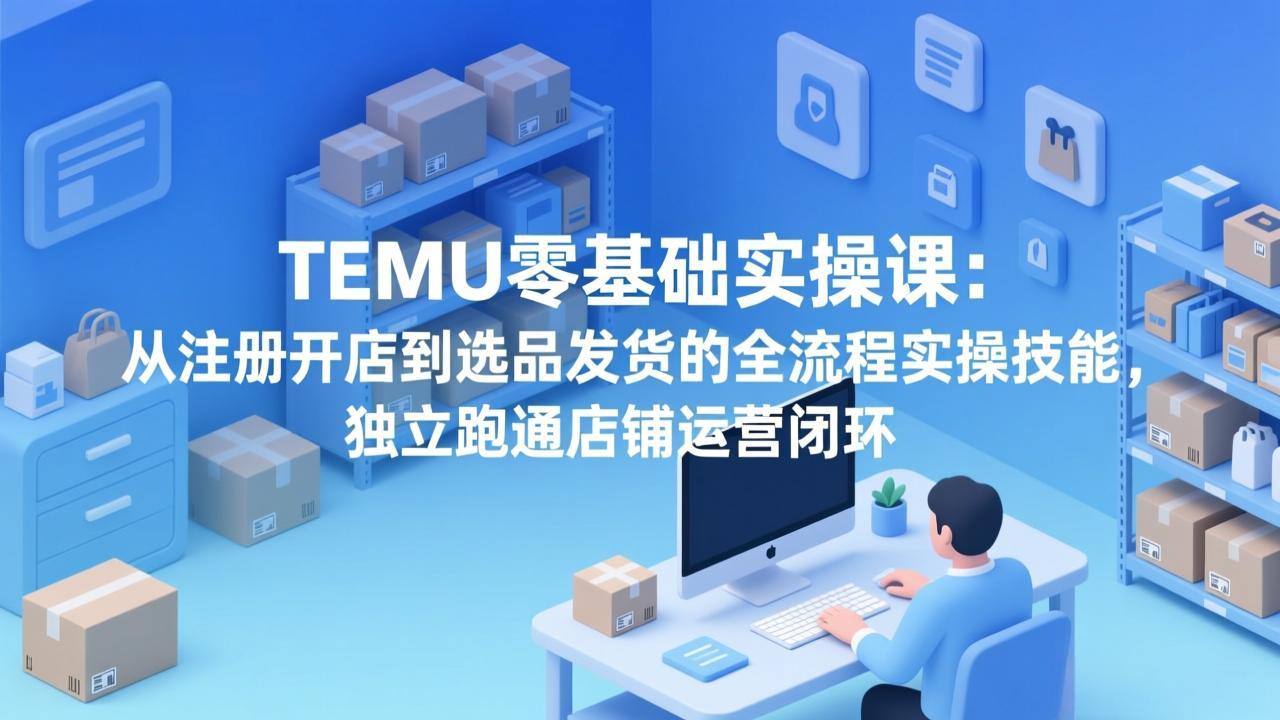 TEMU零基础实操课:从注册开店到选品发货的全流程实操技能,独立跑通店铺运营闭环-猴哥VIP资源站