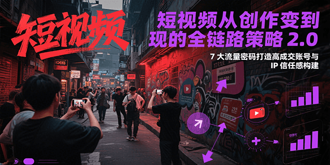 短视频从创作到变现的全链路策略2.0，7大流量密码构建IP信任感打造高成交账号-猴哥VIP资源站