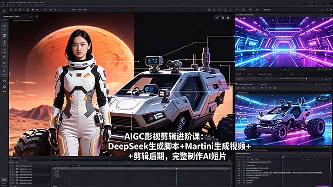 AIGC影视剪辑进阶课：DeepSeek生成脚本+Martini生成视频+剪辑后期，完整制作AI短片-猴哥VIP资源站