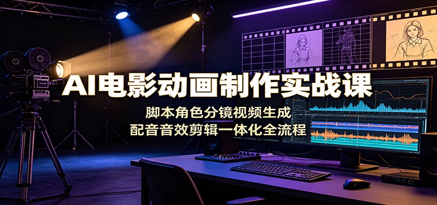 AI电影动画制作实战课:脚本角色分镜视频生成,配音音效剪辑一体化全流程-猴哥VIP资源站