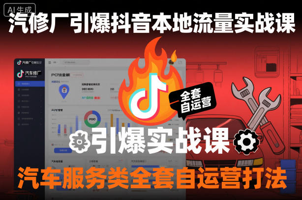 汽修厂引爆抖音本地流量实战课,汽车服务类全套自运营打法-猴哥VIP资源站