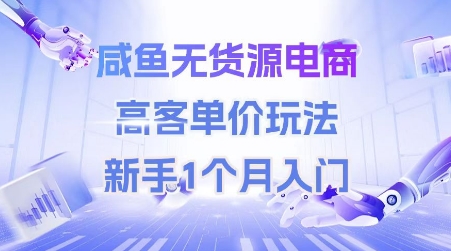 咸鱼无货源电商，高客单价玩法，新手1个月入门-猴哥VIP资源站