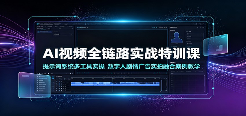 AI视频全链路实战特训课:提示词系统多工具实操,数字人剧情广告实拍融合案例教学-猴哥VIP资源站
