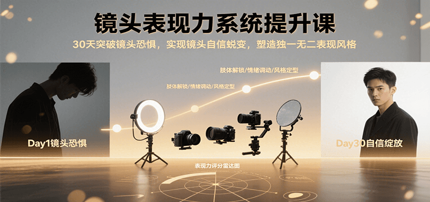 镜头表现力系统提升课，30天突破镜头恐惧实现自信蜕变，塑造独一无二表现风格-猴哥VIP资源站