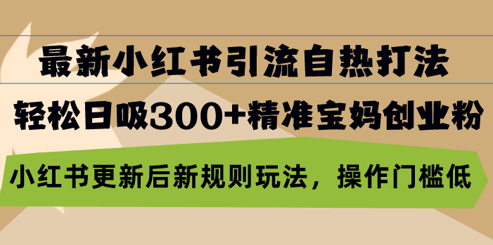 最新小红书引流自热打法,轻松日吸300+精准宝妈创业粉,小红书更新后新...-猴哥VIP资源站