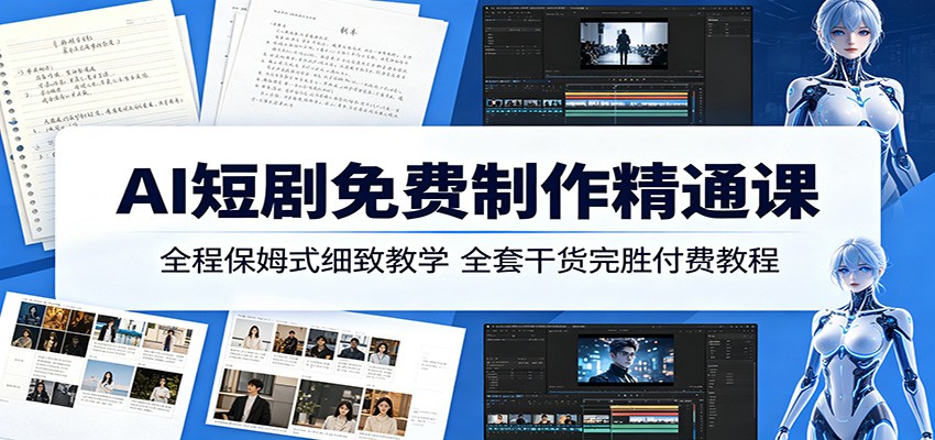 AI短剧免费制作精通课:全程保姆式细致教学,全套干货完胜付费教程-猴哥VIP资源站