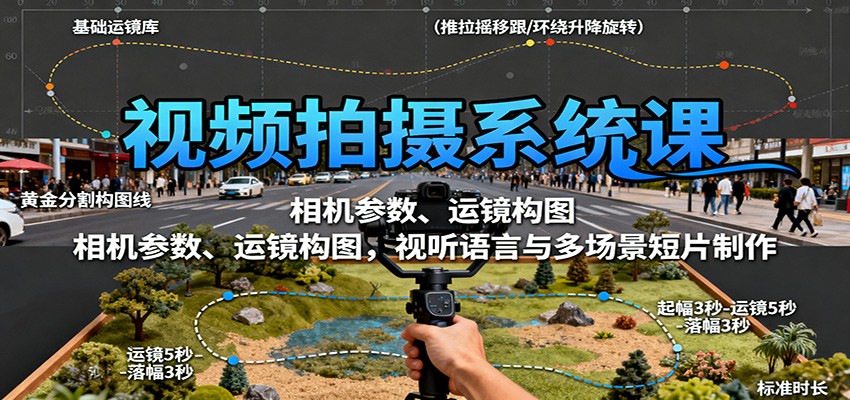 视频拍摄系统课：相机参数、运镜构图，视听语言与多场景短片制作-猴哥VIP资源站