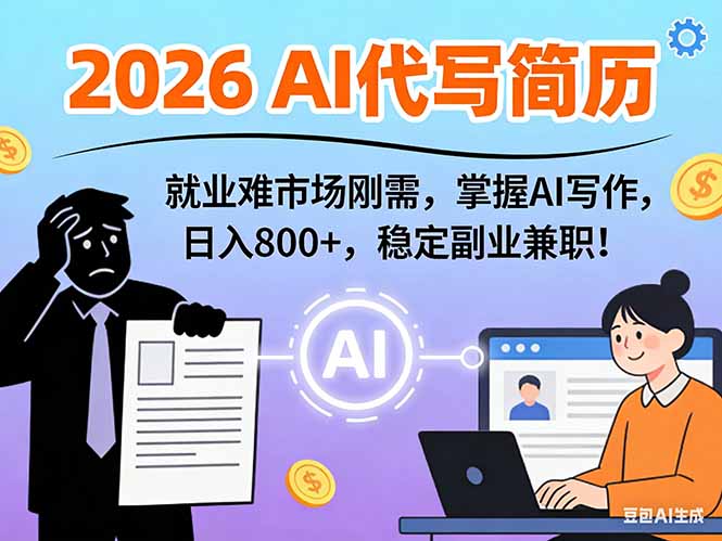 AI代写简历,超暴利,用万能模板月入1-3万实战教程,2026年市场刚需!-猴哥VIP资源站