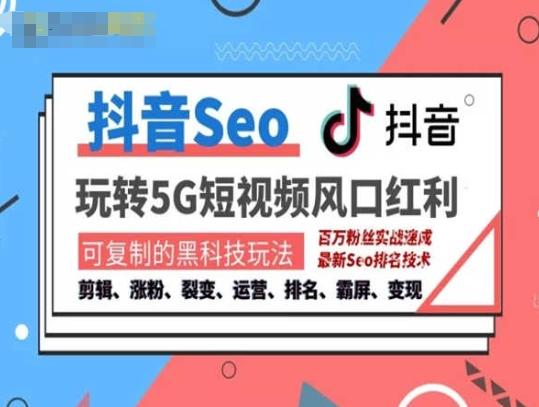 抖音SEO引流培训课程-抓住抖音风口,实现搜索排名,获取精准流量,快速成交变现