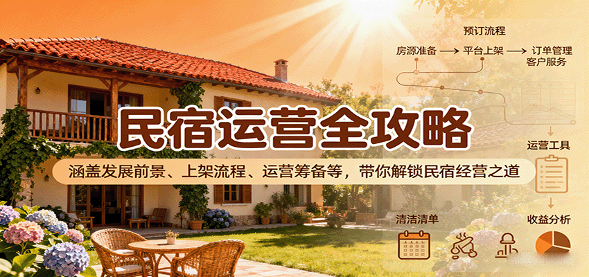 民宿运营全攻略：涵盖发展前景、上架流程、运营筹备等，带你解锁民宿经营之道-猴哥VIP资源站