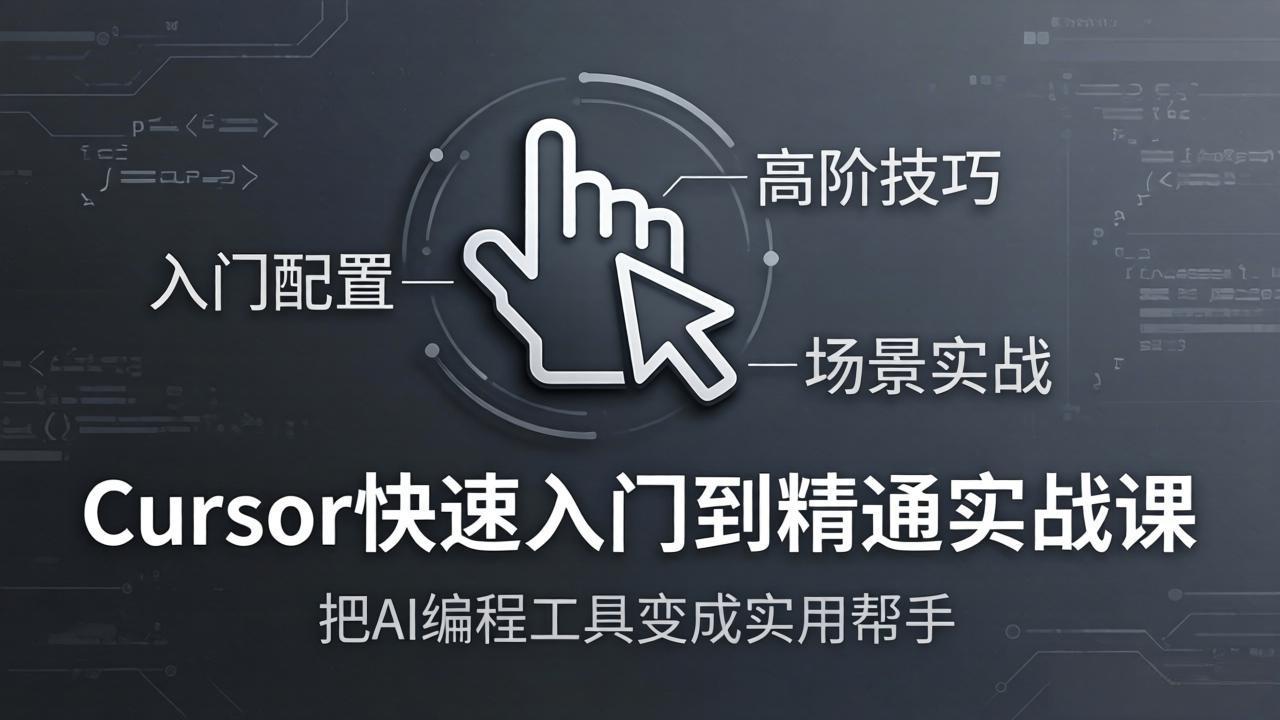 Cursor快速入门到精通实战课：入门配置+高阶技巧+场景实战，把AI编程工具变成实用帮手-猴哥VIP资源站