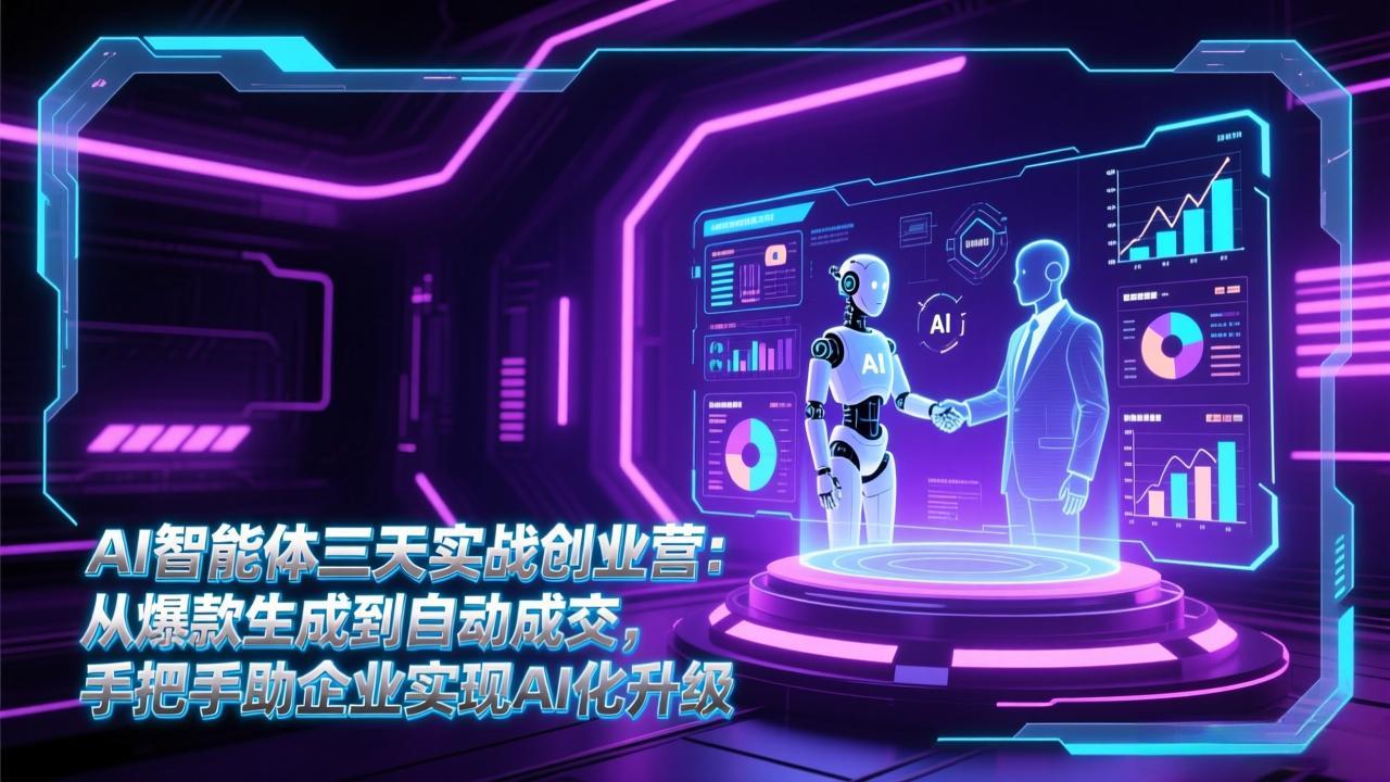 AI智能体三天实战创业营:从爆款生成到自动成交,手把手助企业实现AI化升级-猴哥VIP资源站