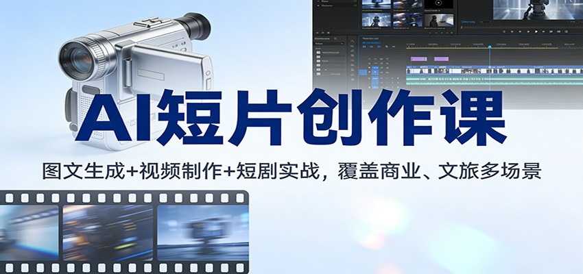 AI短片创作课：图文生成+ 视频制作+短剧实战，覆盖商业、 文旅多场景-猴哥VIP资源站