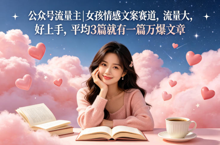 公众号流量主女孩情感文案赛道，流量大，好上手，平均3篇就有一篇万爆文章-猴哥VIP资源站