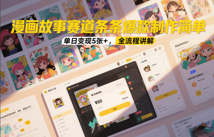 漫画故事赛道条条爆款制作简单，单日变现5张+，全流程讲解-猴哥VIP资源站