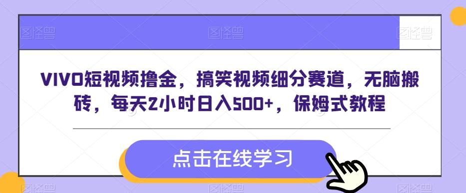 VIVO短视频撸金,搞笑视频细分赛道,无脑搬砖,每天2小时日入500+,保姆式教程-猴哥VIP资源站