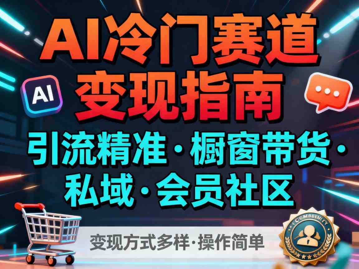 AI冷门赛道,引流精准,橱窗带货+私域+会员社区,变现方式多样,操作简单-猴哥VIP资源站
