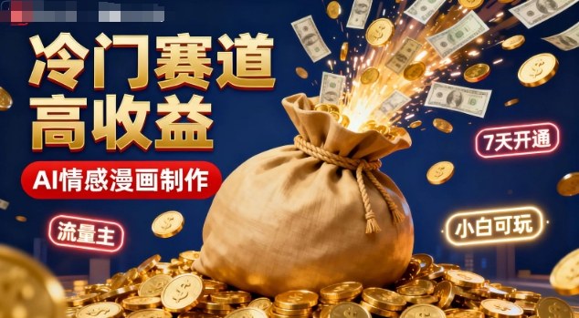 公众号冷门赛道，用AI做情感漫画，7天开通流量主，操作简单，小白可玩-猴哥VIP资源站