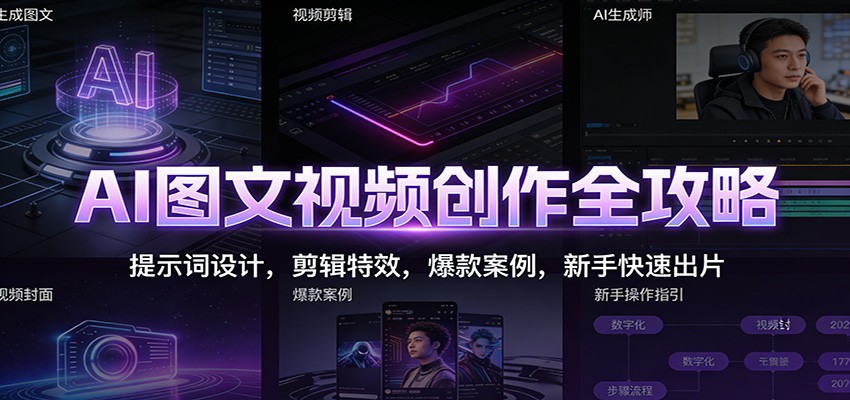 AI图文视频创作全攻略:提示词设计,剪辑特效,爆款案例,新手快速出片-猴哥VIP资源站