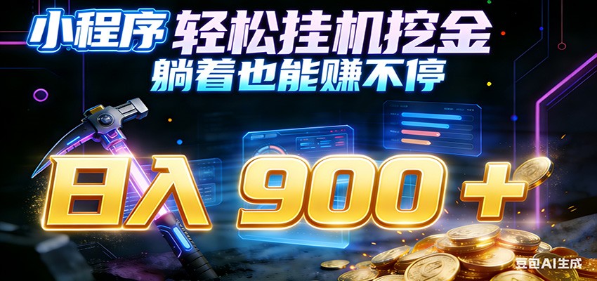 小程序挂机挖金，自动赚金币换现金，多号并行日入900+，轻松搞副业-猴哥VIP资源站