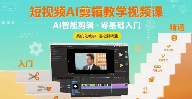 短视频AI剪辑教学视频课,入门到精通-猴哥VIP资源站