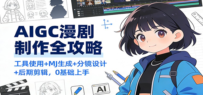 AIGC漫剧制作全攻略：工具使用+MJ生成+分镜设计+后期剪辑，0基础上手-猴哥VIP资源站