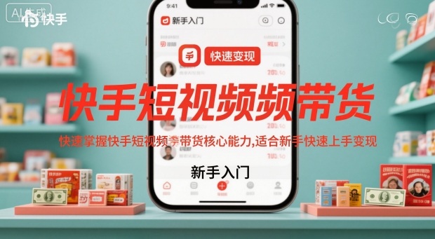 快手短视频带货,快速掌握快手短视频带货核心能力,适合新手快速上手变现-猴哥VIP资源站