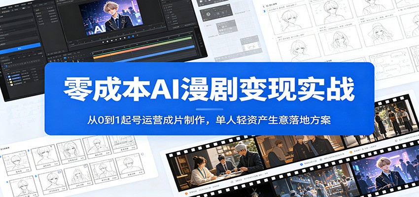 零成本AI漫剧变现实战:从0到1起号运营成片制作,单人轻资产生意落地方案-猴哥VIP资源站