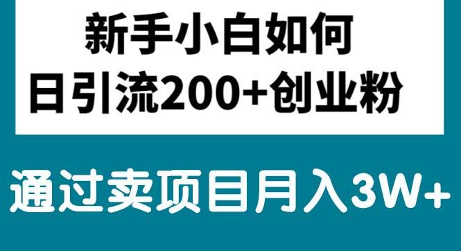 新手小白日引流200+创业粉,通过卖项目月入3W+-猴哥VIP资源站