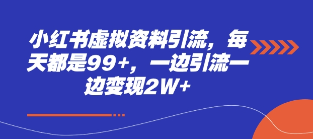 小红书虚拟资料引流，每天都是99+，一边引流一边变现2W+-猴哥VIP资源站
