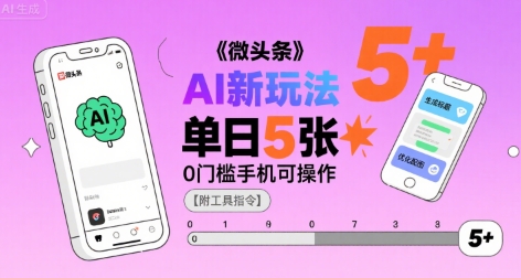 微头条AI新玩法,小白单日5张+,0门槛手机可操作【附工具指令】-猴哥VIP资源站