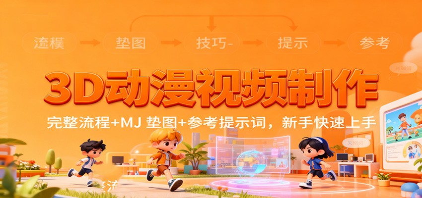 3D动漫视频制作，完整流程+MJ 垫图+参考提示词，新手快速上手-猴哥VIP资源站