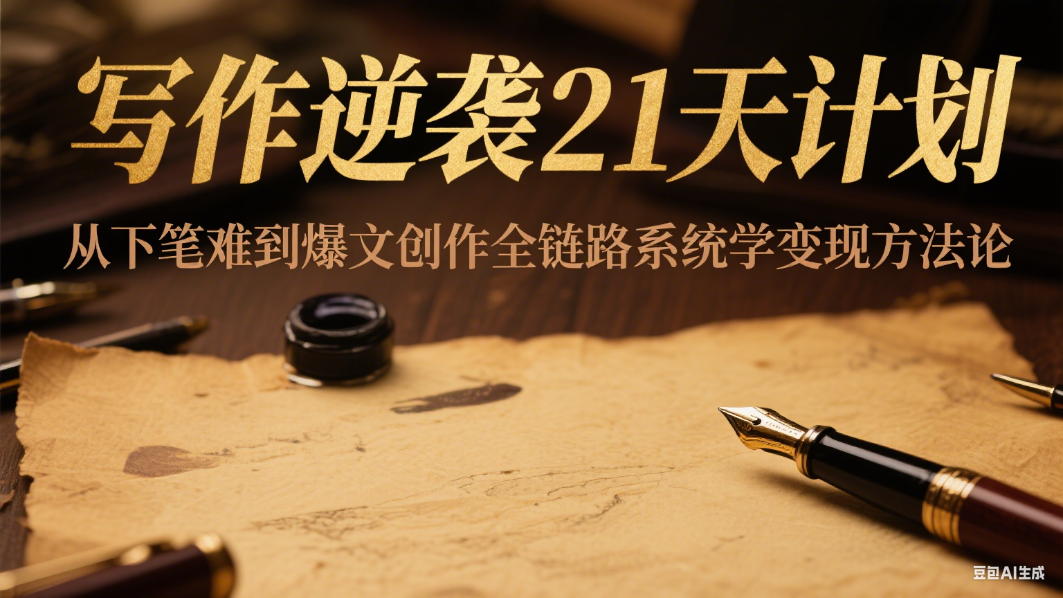 写作逆袭21天计划：从下笔难到爆文创作全链路系统学变现方法论-猴哥VIP资源站