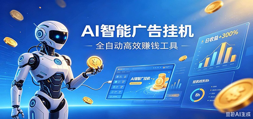 AI智能广告挂机,小白轻松上手,在家自动赚收益-猴哥VIP资源站