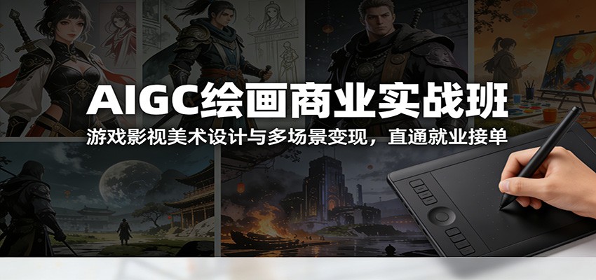 AIGC绘画商业实战班：游戏影视美术设计与多场景变现，直通就业接单-猴哥VIP资源站