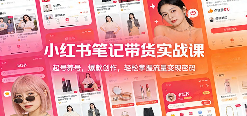 小红书笔记带货实战课：起号养号，爆款创作，轻松掌握流量变现密码-猴哥VIP资源站