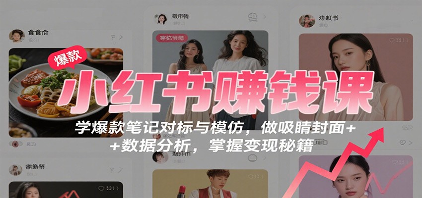 小红书赚钱课：学爆款笔记对标与模仿，做吸睛封面 + 数据分析，掌握变现秘籍-猴哥VIP资源站