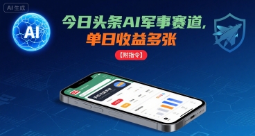 今日头条AI军事赛道，单日收益多张 ，手机可做【附指令】-猴哥VIP资源站