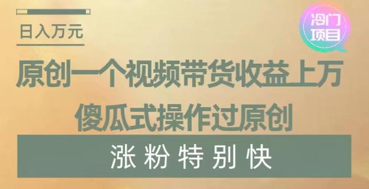 原创一个视频带货收益上万,傻瓜式操作过原创,几分钟做一个视频涨粉特别快【揭秘】-猴哥VIP资源站