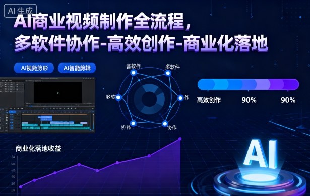 AI商业视频制作全流程，多软件协作-高效创作-商业化落地-猴哥VIP资源站