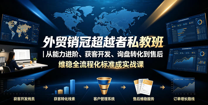 外贸销冠超越者私教班|从能力进阶、获客开发、询盘转化到售后维稳全流程标准化成交实战课-猴哥VIP资源站