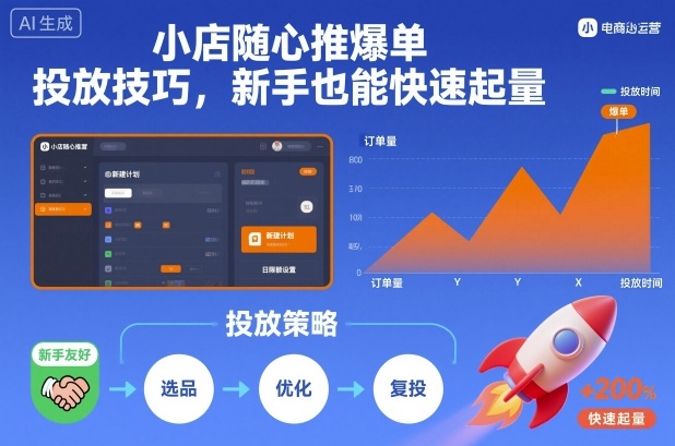 小店随心推爆单投放技巧，新手也能快速起量-猴哥VIP资源站