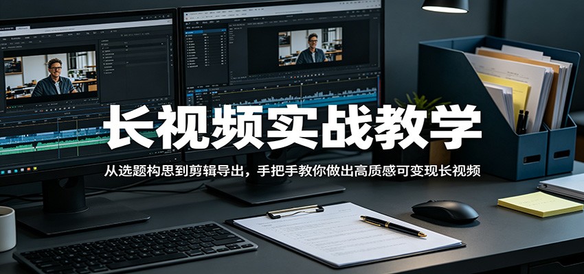 长视频实战教学，从选题构思到剪辑导出，手把手教你做出高质感可变现长视频-猴哥VIP资源站