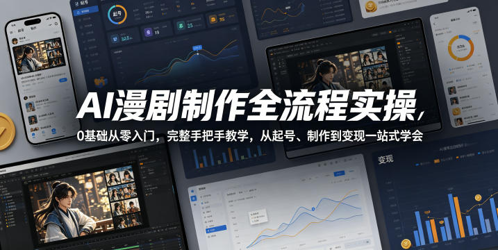 AI漫剧制作全流程实操,0基础从零入门,完整手把手教学,从起号、制作到变现一站式学会(更新)-猴哥VIP资源站