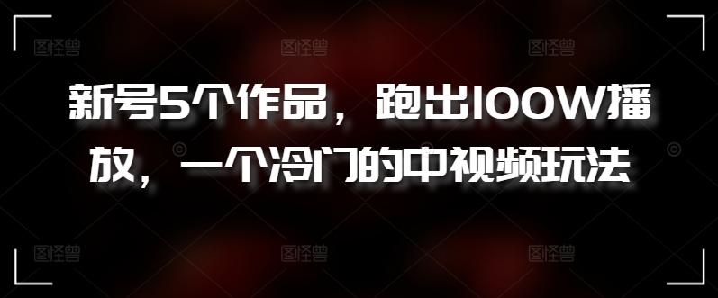 新号5个作品，跑出100W播放，一个冷门的中视频玩法【揭秘】-猴哥VIP资源站