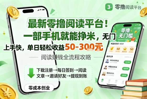最新零撸阅读平台！一部手机就能挣米，无门槛上手快，单日轻松收益50-3张【揭秘】-猴哥VIP资源站