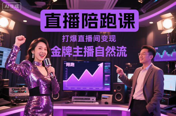 直播陪跑课，金牌主播自然流打爆直播间，复制高变现玩法-猴哥VIP资源站