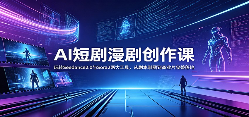 AI短剧漫剧创作课：玩转Seedance2.0与 Sora2两大工具，从剧本制图到商业片完整落地-猴哥VIP资源站